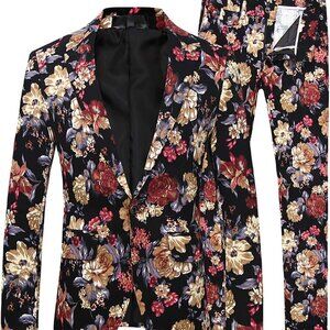 Floral Slim Fit Men's Suit Medium Notched Lapel